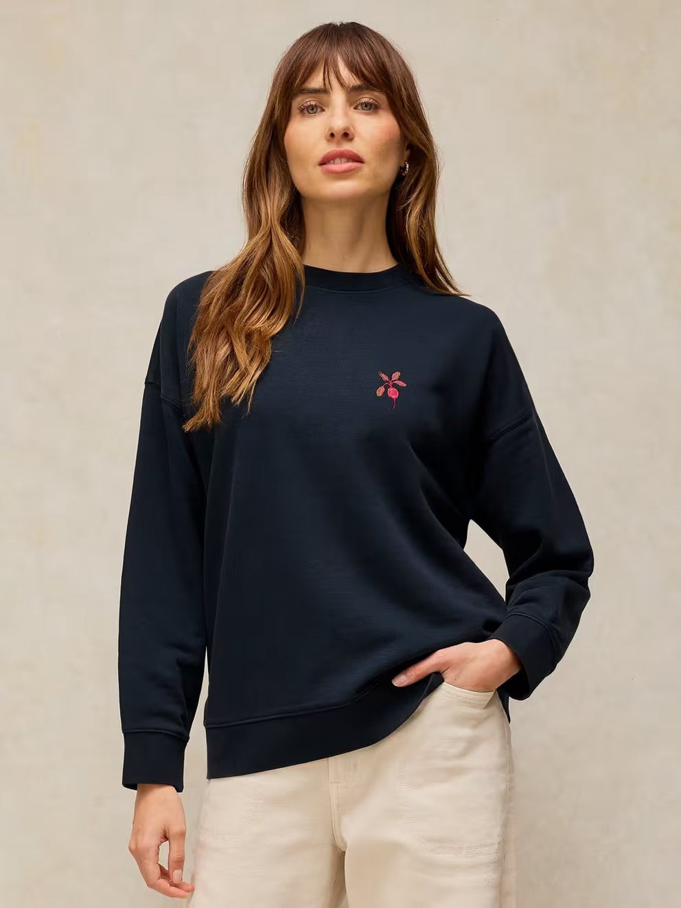 Cleo Longline Sweatshirt - Navy Print