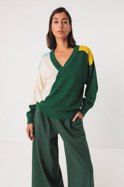 Adriana GOTS Sweater - Green Multi