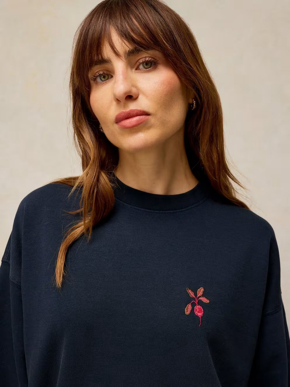 Cleo Longline Sweatshirt - Navy Print