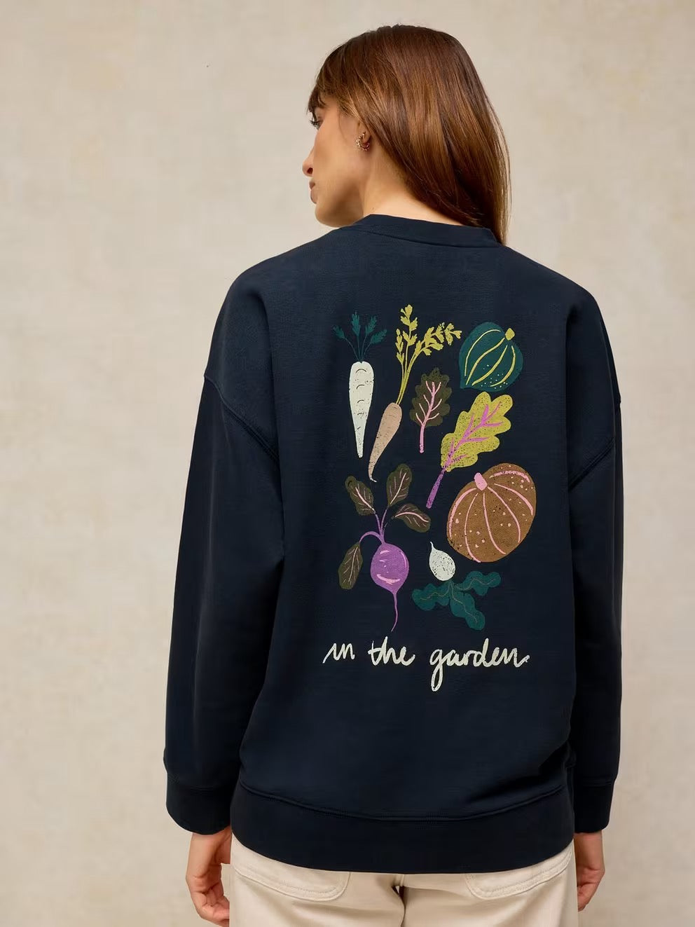 Cleo Longline Sweatshirt - Navy Print