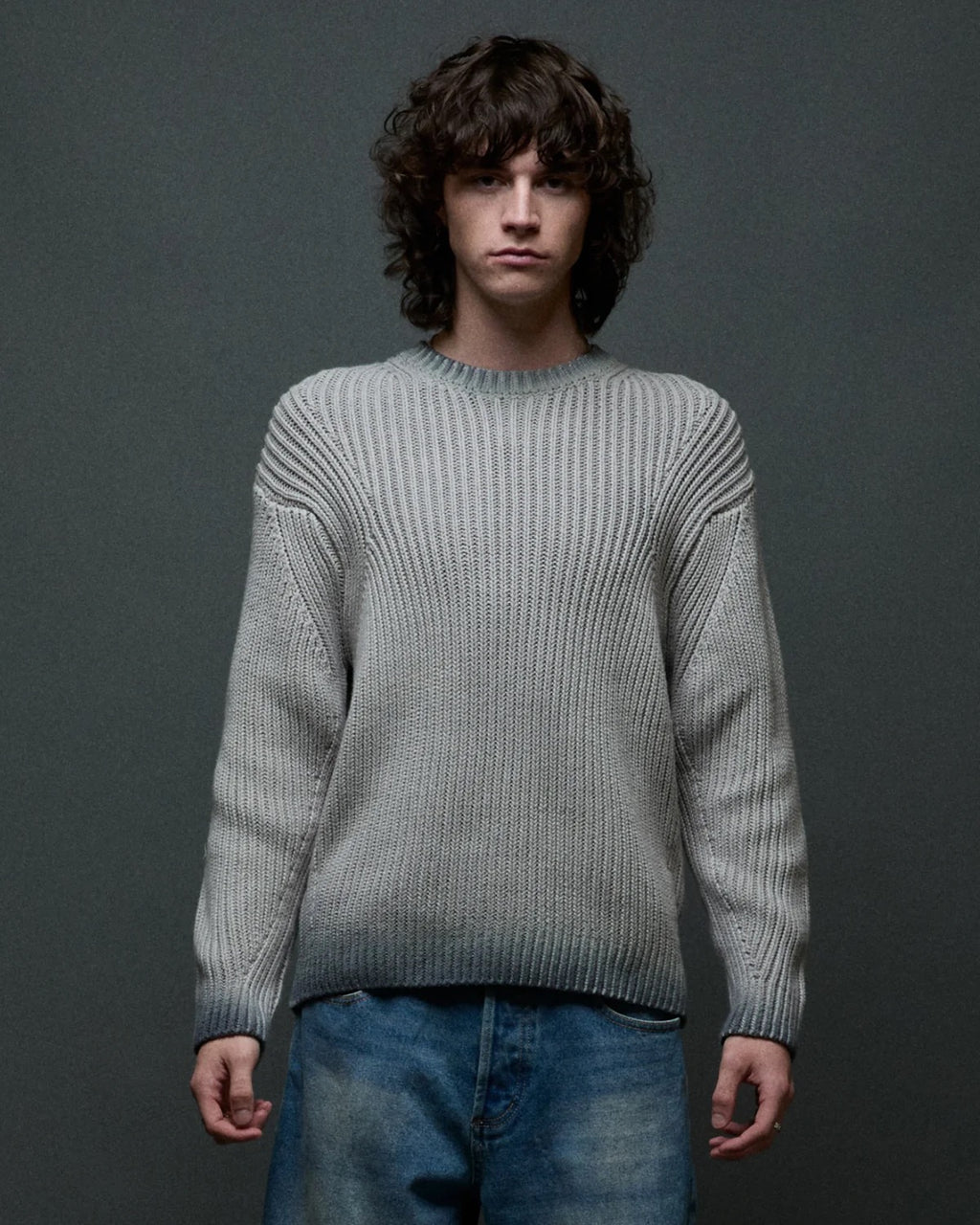 Ian Faded Wash Sweater - Grey