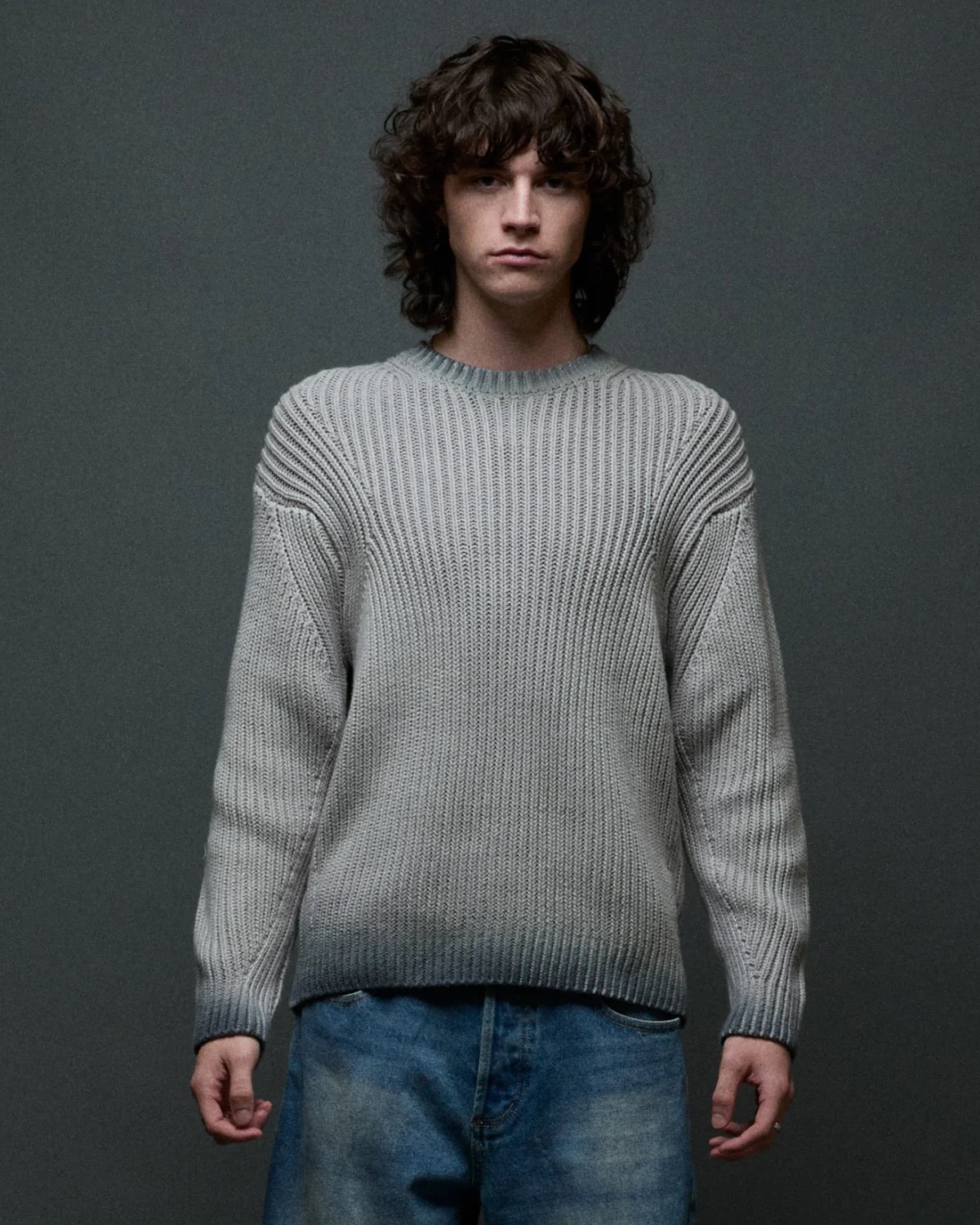 Ian Faded Wash Sweater - Grey