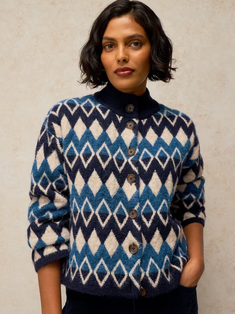 Margot Fairisle Cardigan - Navy Multi