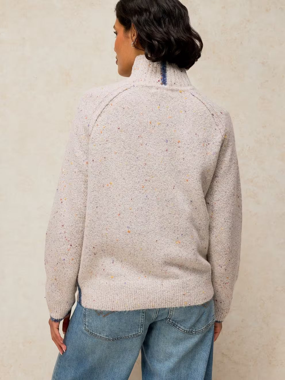 Talia Nep High Neck Jumper - Light Grey