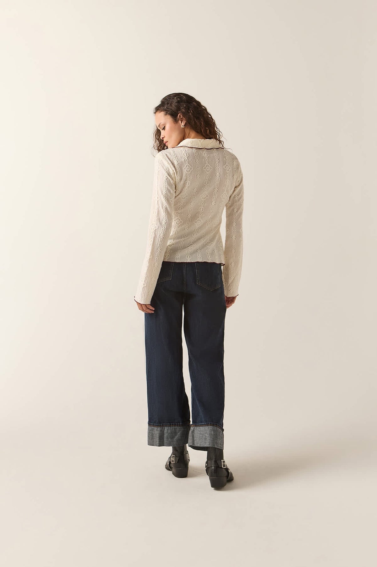 Grace Button Up Shirt - Off White/Wild Ginger