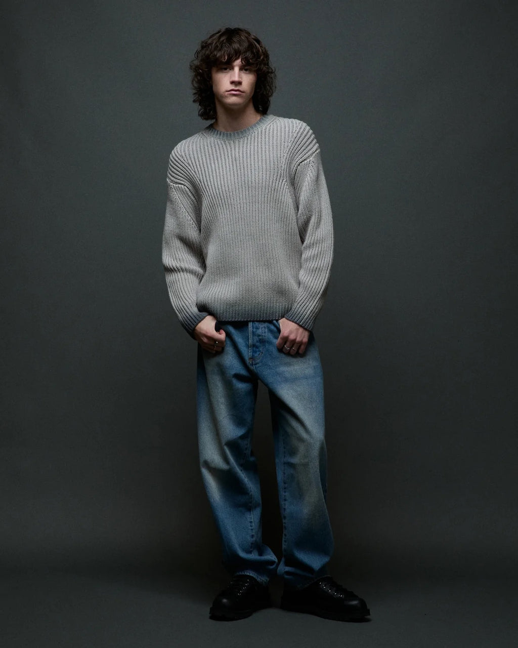 Ian Faded Wash Sweater - Grey