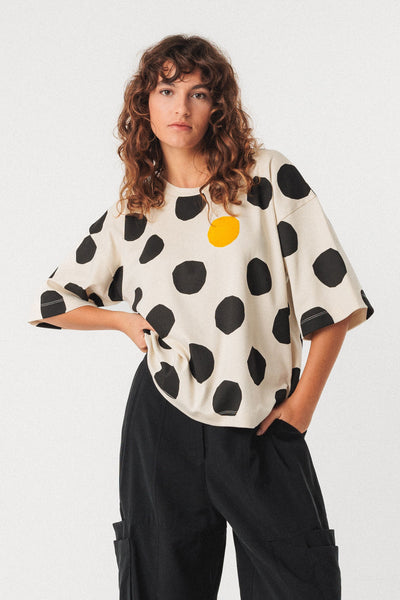 Lariz GOTS T Shirt - Black & Cream