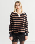 Oversized Knit Polo - Black/Taupe