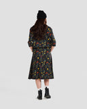 Rainy Field Black Print 3/4 Sleeve Pull-over Blouse