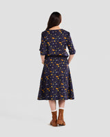 Earthy Mushrooms Print Midi Pocket Skirt