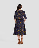 Earthy Mushrooms Print Midi Pocket Skirt