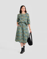 Winter Birds Print 3/4 Sleeve Pull-over Blouse
