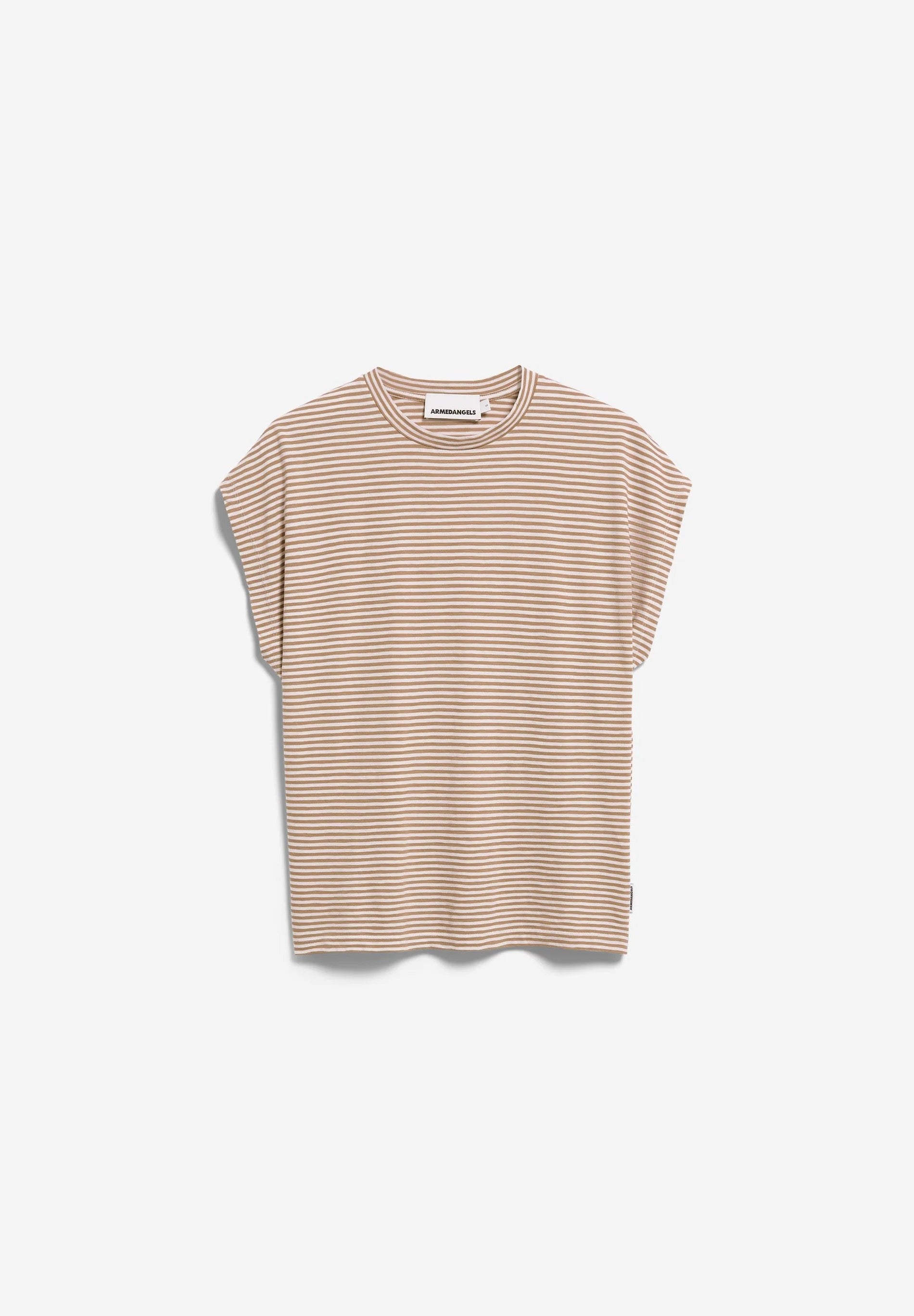 Slub Jersey Striped T Shirt - Oatmilk/ Cinnamon Dust
