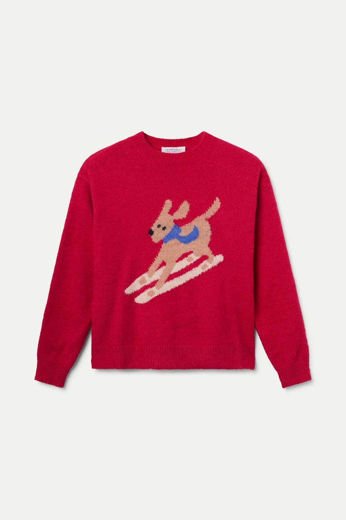 Jacquard Skiing Jumper - Red