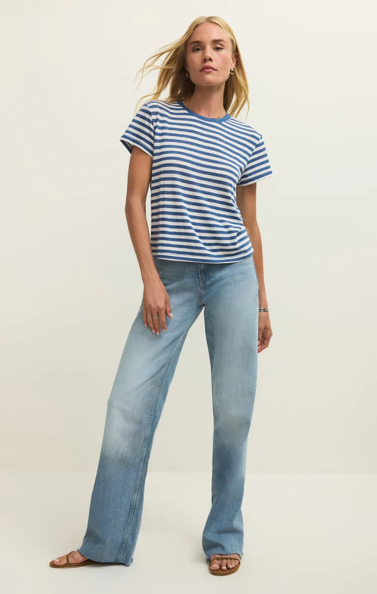 Tourist Stripe Tee - Calypso Blue Indigo