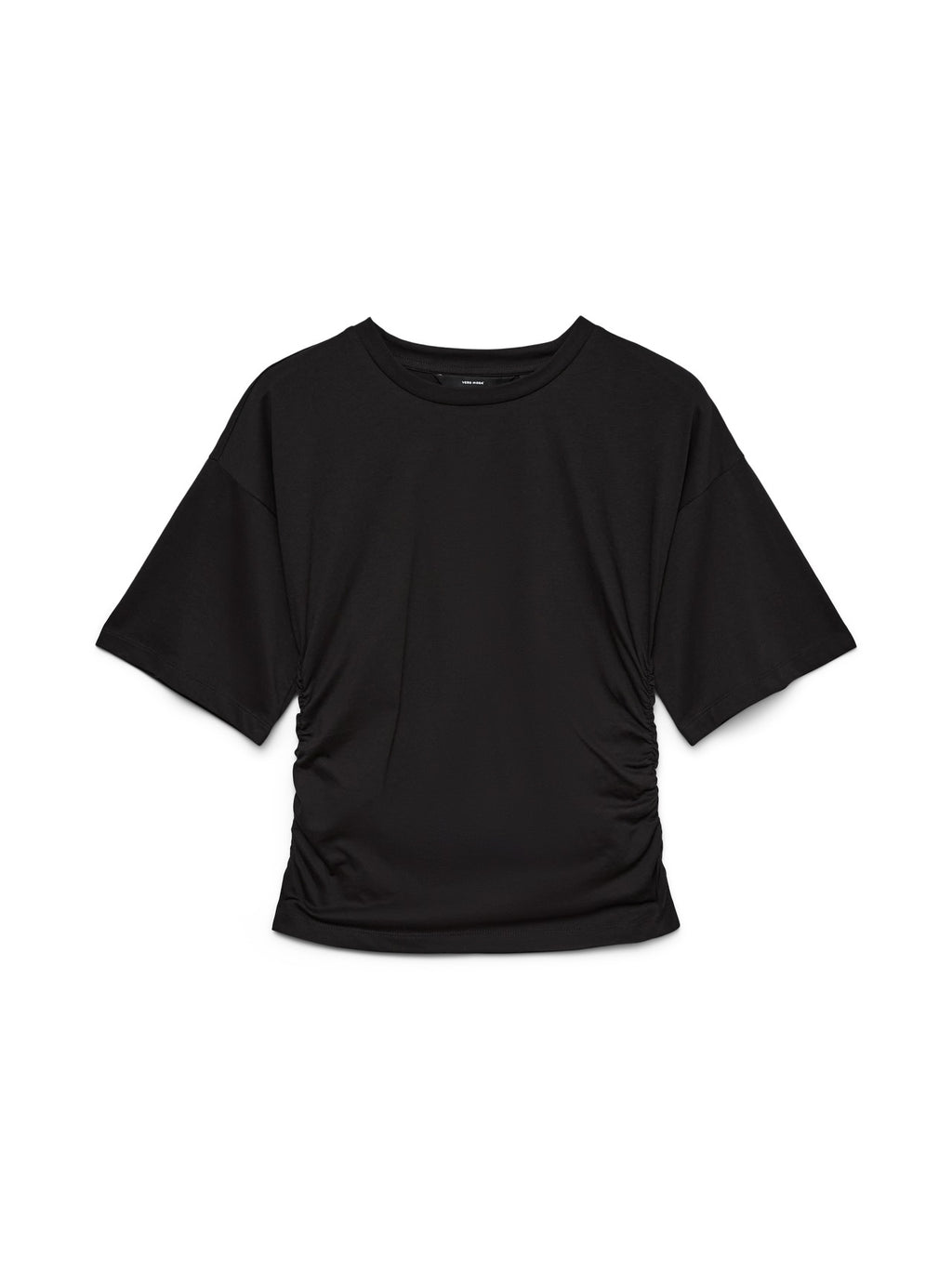 Mia Short Sleeve Rouching Tee -  Black