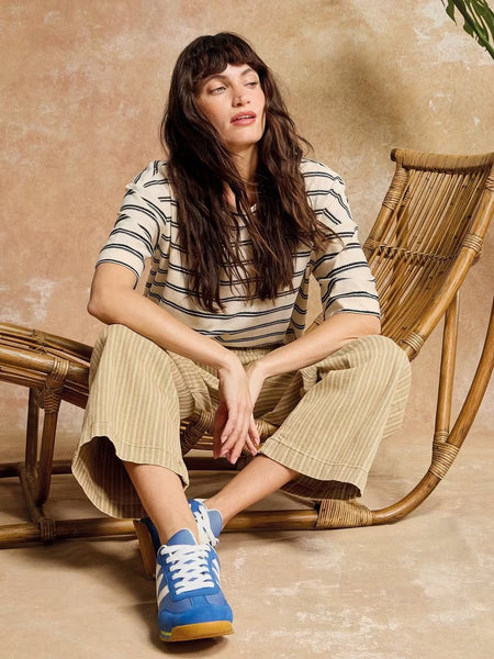Katya Stripe Tee - Ivory Multi