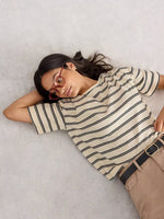 Katya Stripe Tee - Ivory Multi
