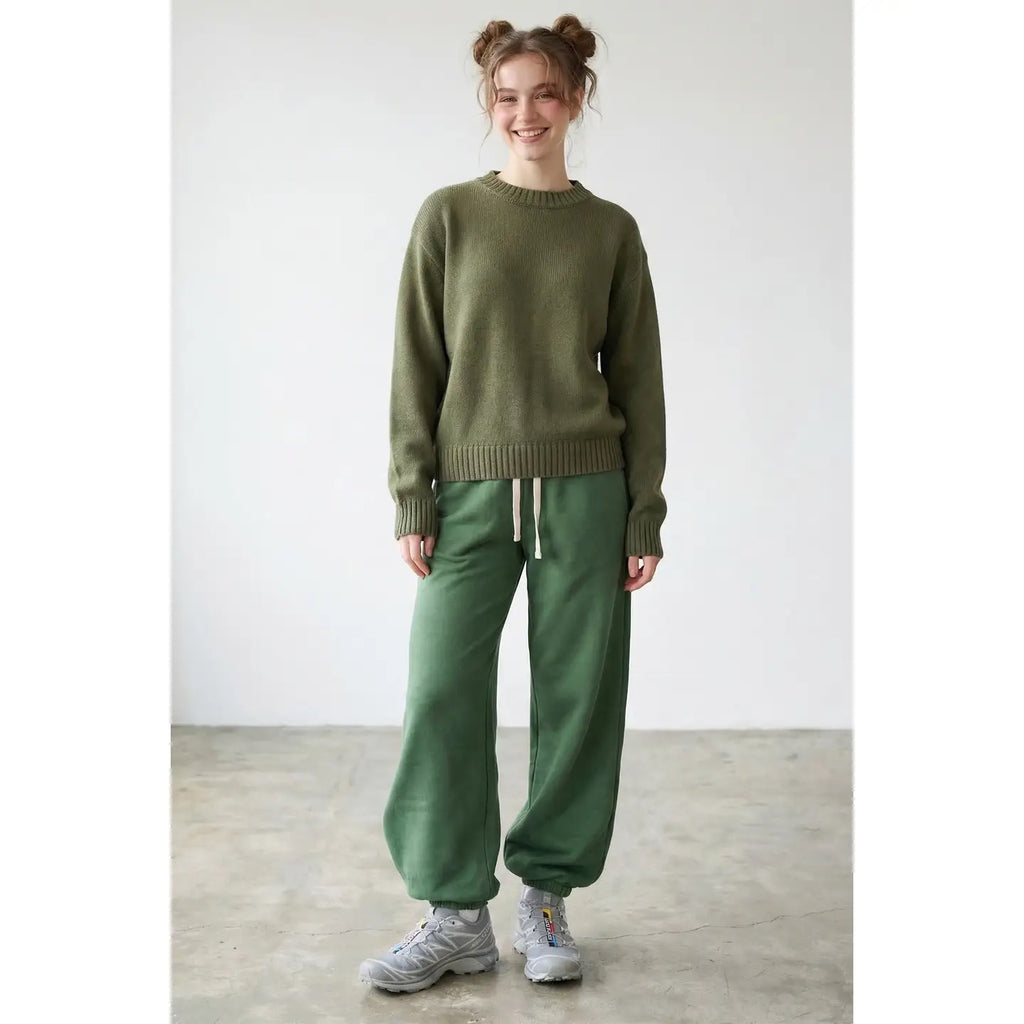 Basic Cotton Sweater - Vintage Olive