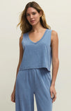 Sloane V Neck Denim Tank - Santorini Indigo