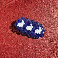 Blue Glitter Rabbit Hair Clip