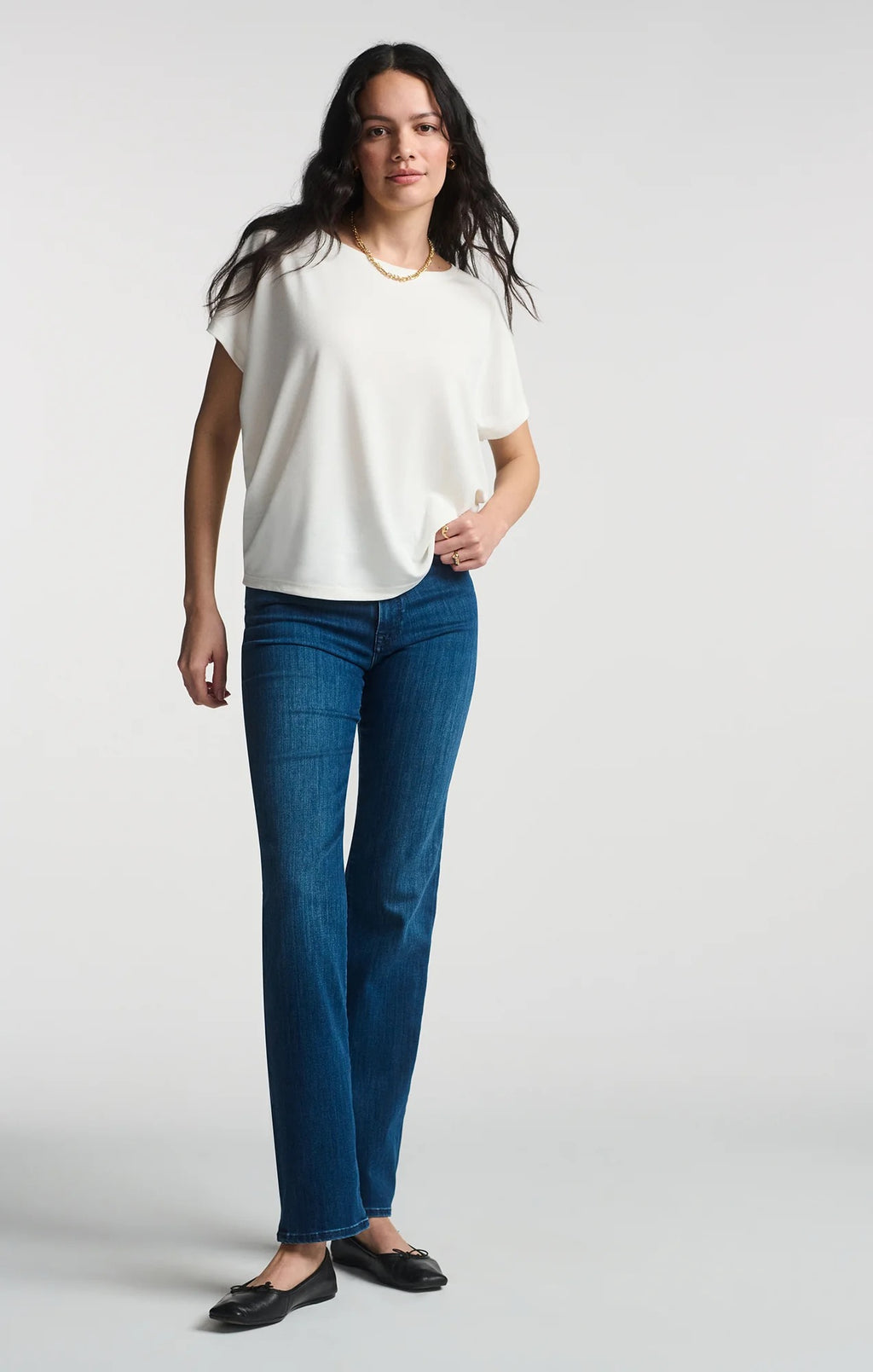 Luxe Touch Boatneck T Shirt - Antique White