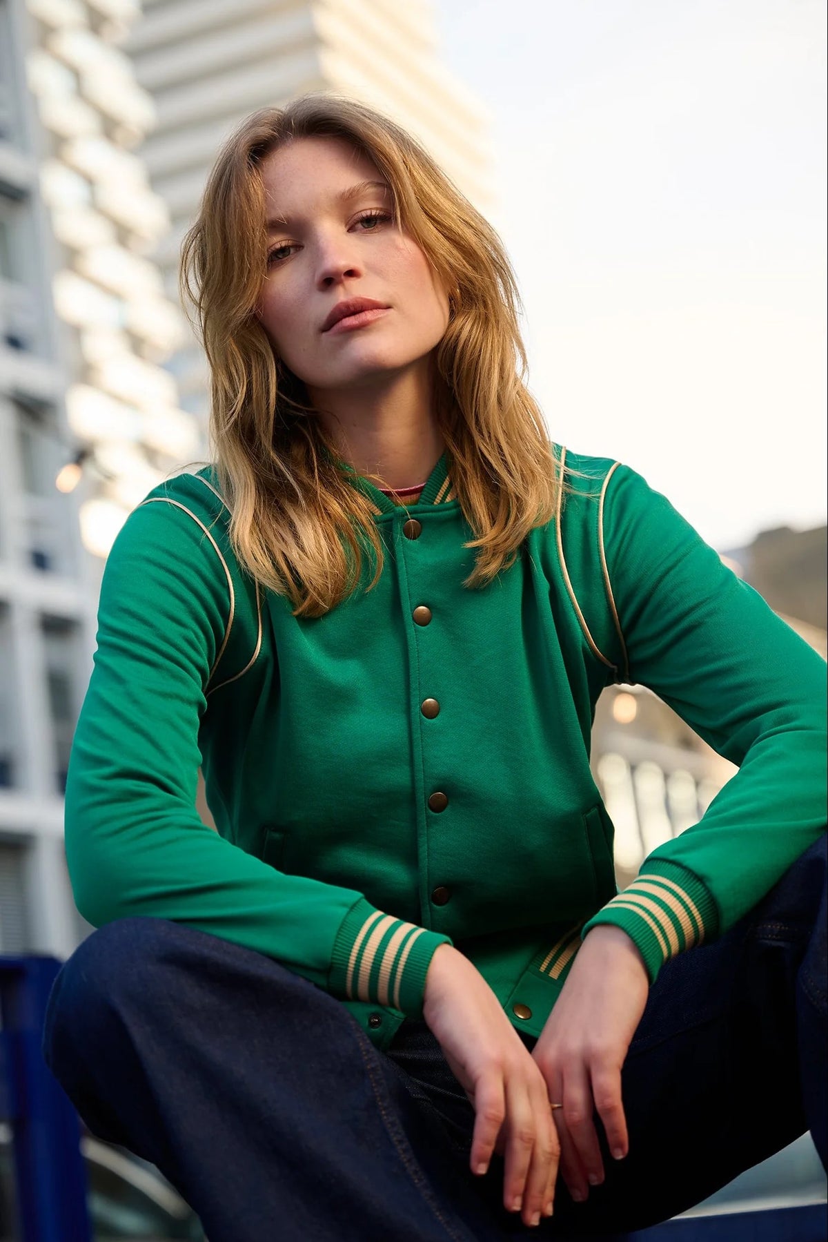 Varsity Jacket Hollis Sweat - Meadow Green