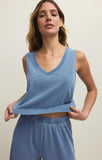 Sloane V Neck Denim Tank - Santorini Indigo