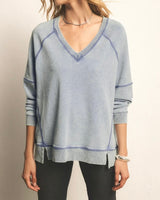 Easy V Knit Denim Sweatshirt