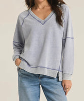 Easy V Knit Denim Sweatshirt