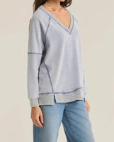 Easy V Knit Denim Sweatshirt