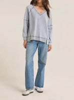 Easy V Knit Denim Sweatshirt