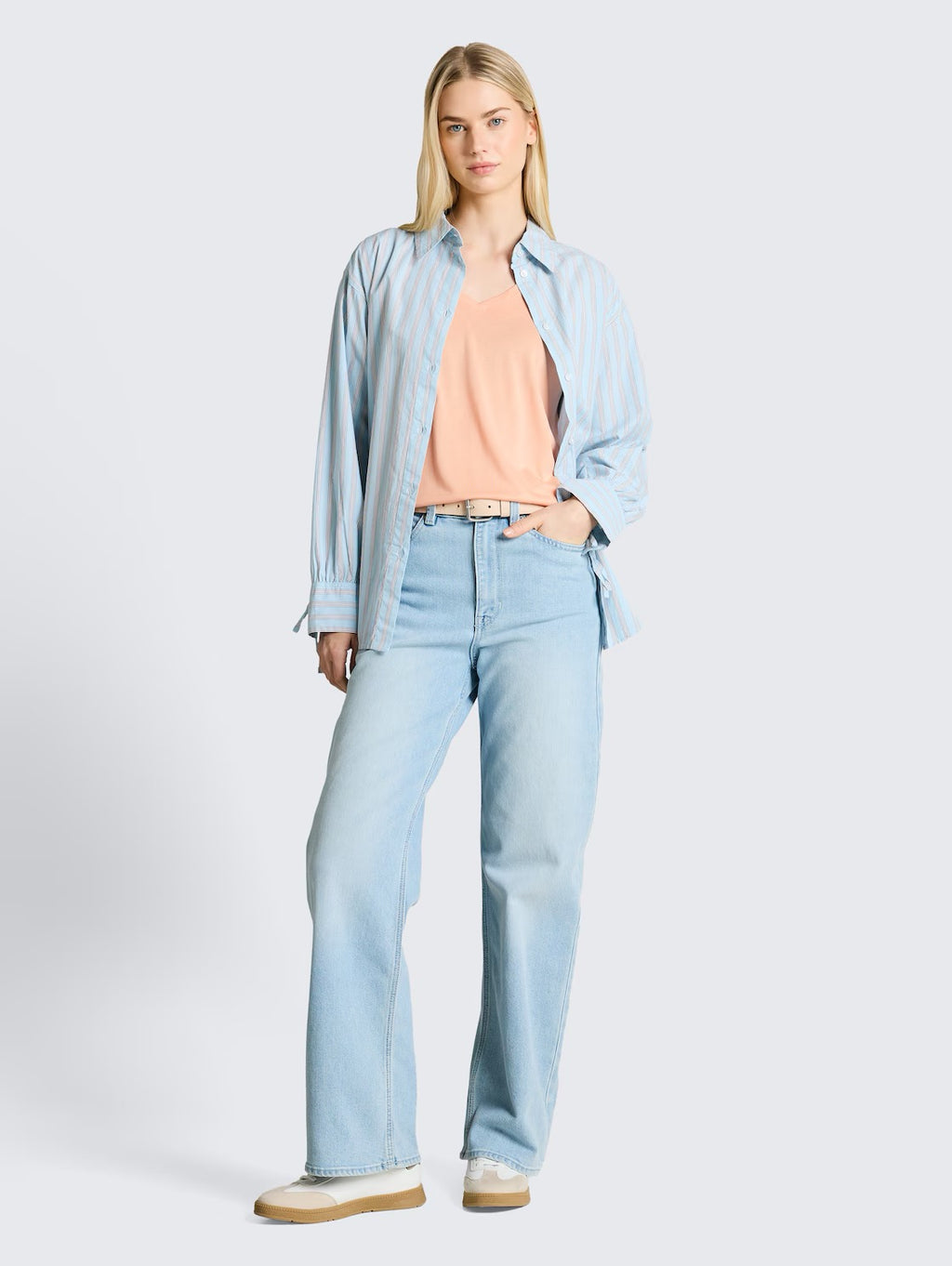 Fluent V Neck T Shirt - Orange Parfait