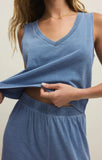 Sloane V Neck Denim Tank - Santorini Indigo