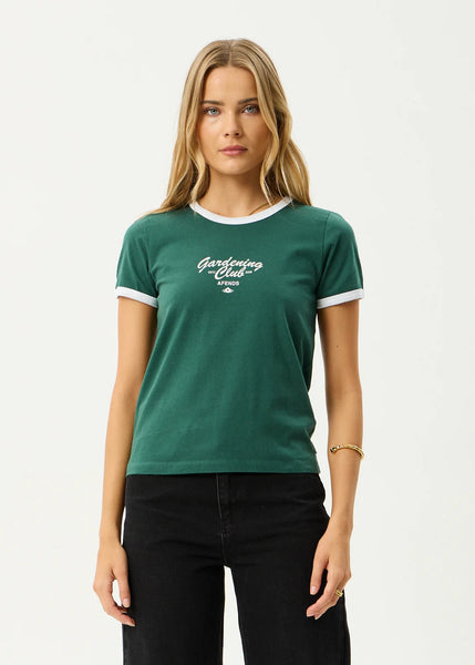 Gardening Club Recycled Ringer Tee - Hunter Green