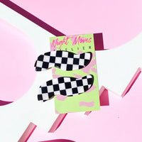 Polymer Clay Checkerboard Hair Clips - Duo