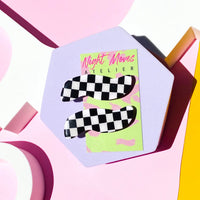 Polymer Clay Checkerboard Hair Clips - Duo