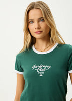 Gardening Club Recycled Ringer Tee - Hunter Green