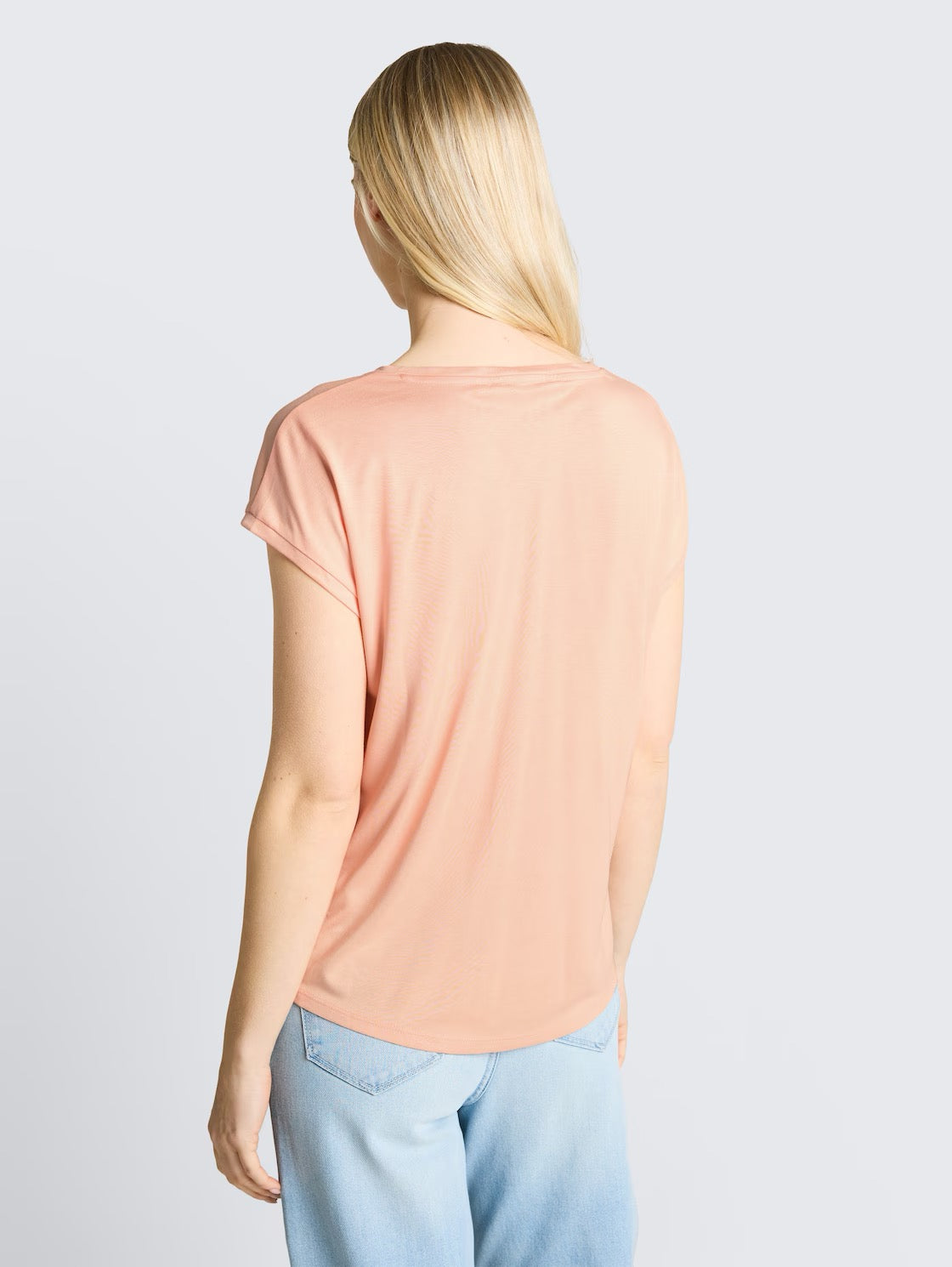 Fluent V Neck T Shirt - Orange Parfait