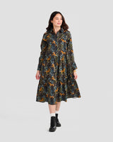 Wild Horses Printed Flared Pocket Shirt Dress