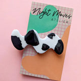 Polymer Clay Cowprint Squiggle Hair Clip - Single