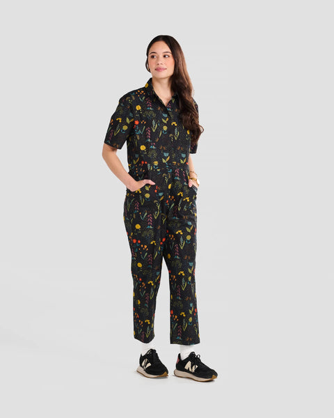 Rainy Field Black Print Jumpsuit