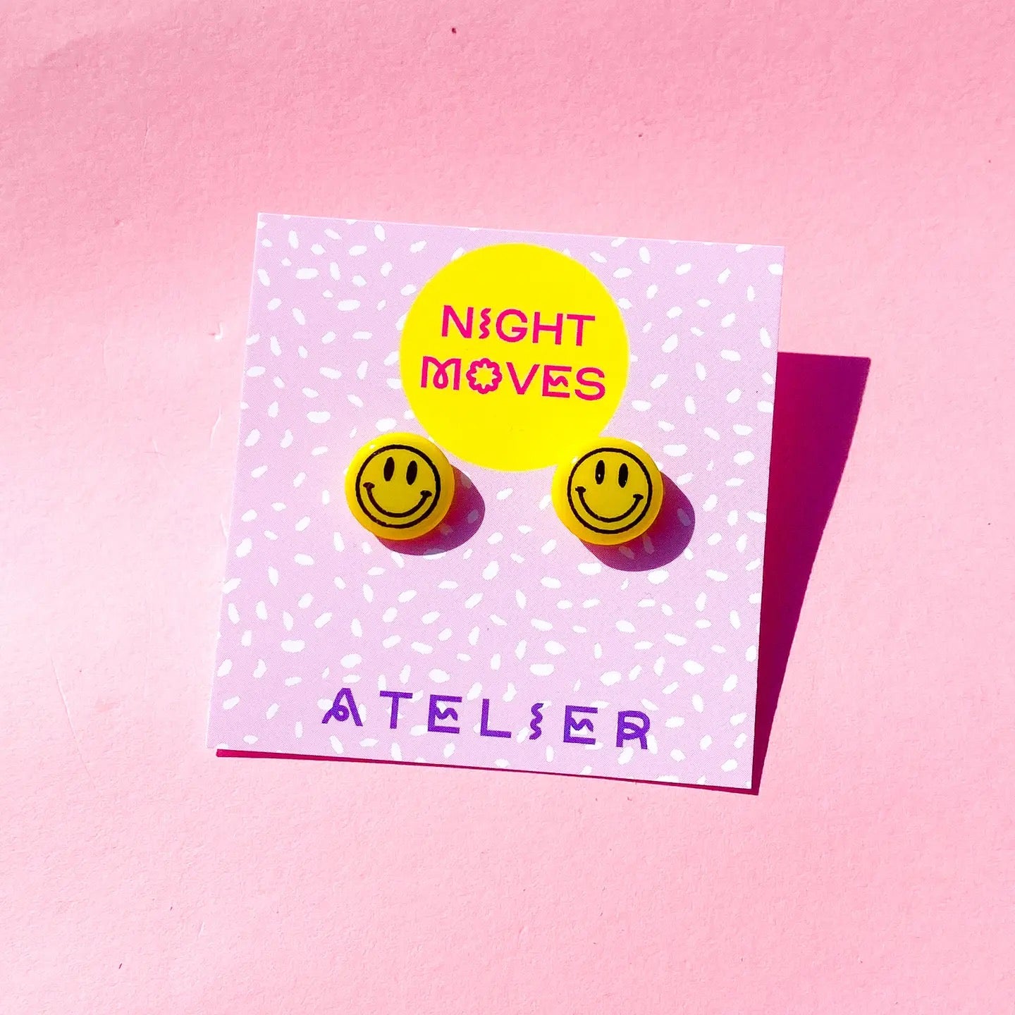 Polymer Clay Smiley Face Mini Stud Earrings