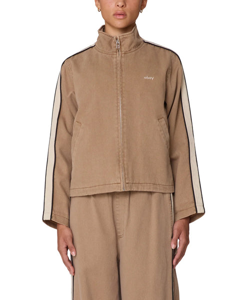 Astrid Stripe Jacket - Tan Faded Wash
