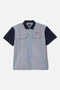Builders Olson Short Sleeve Woven - Blue Aura Stripe