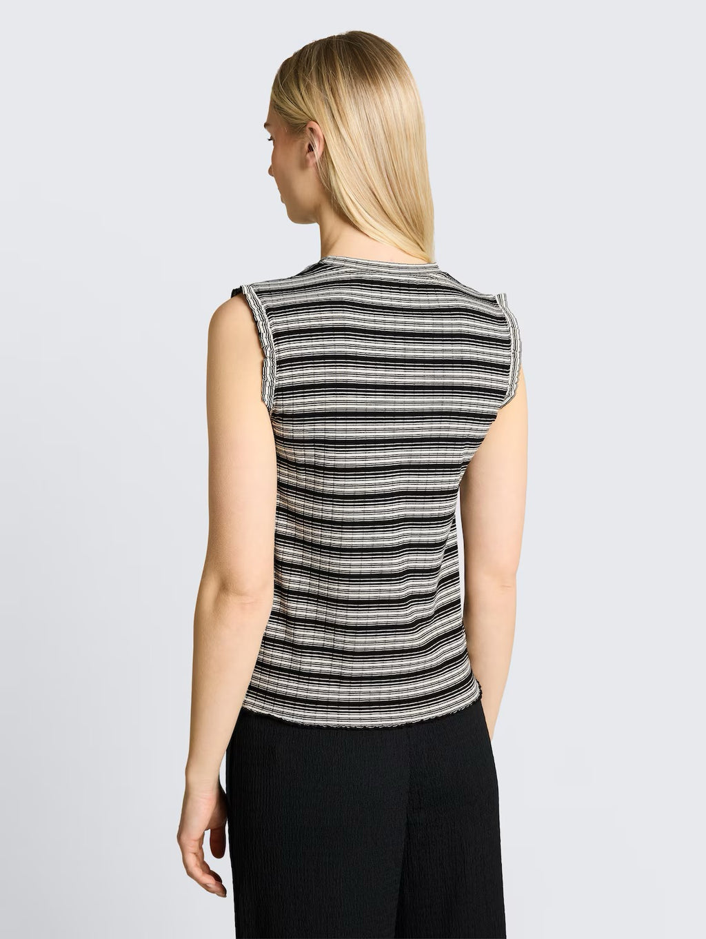 Striped Rib Top - Black/White Gradient