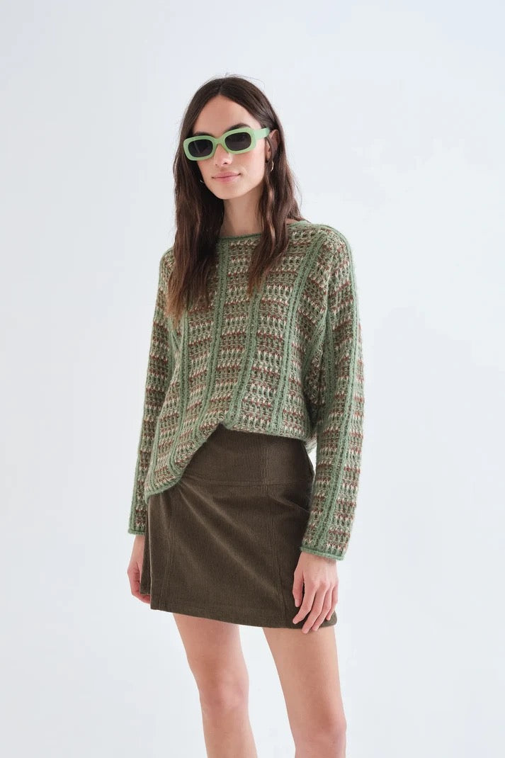 Green Sweater With Embroidered Details