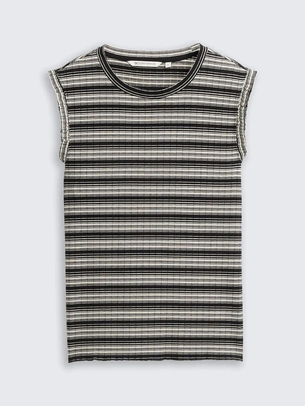 Striped Rib Top - Black/White Gradient