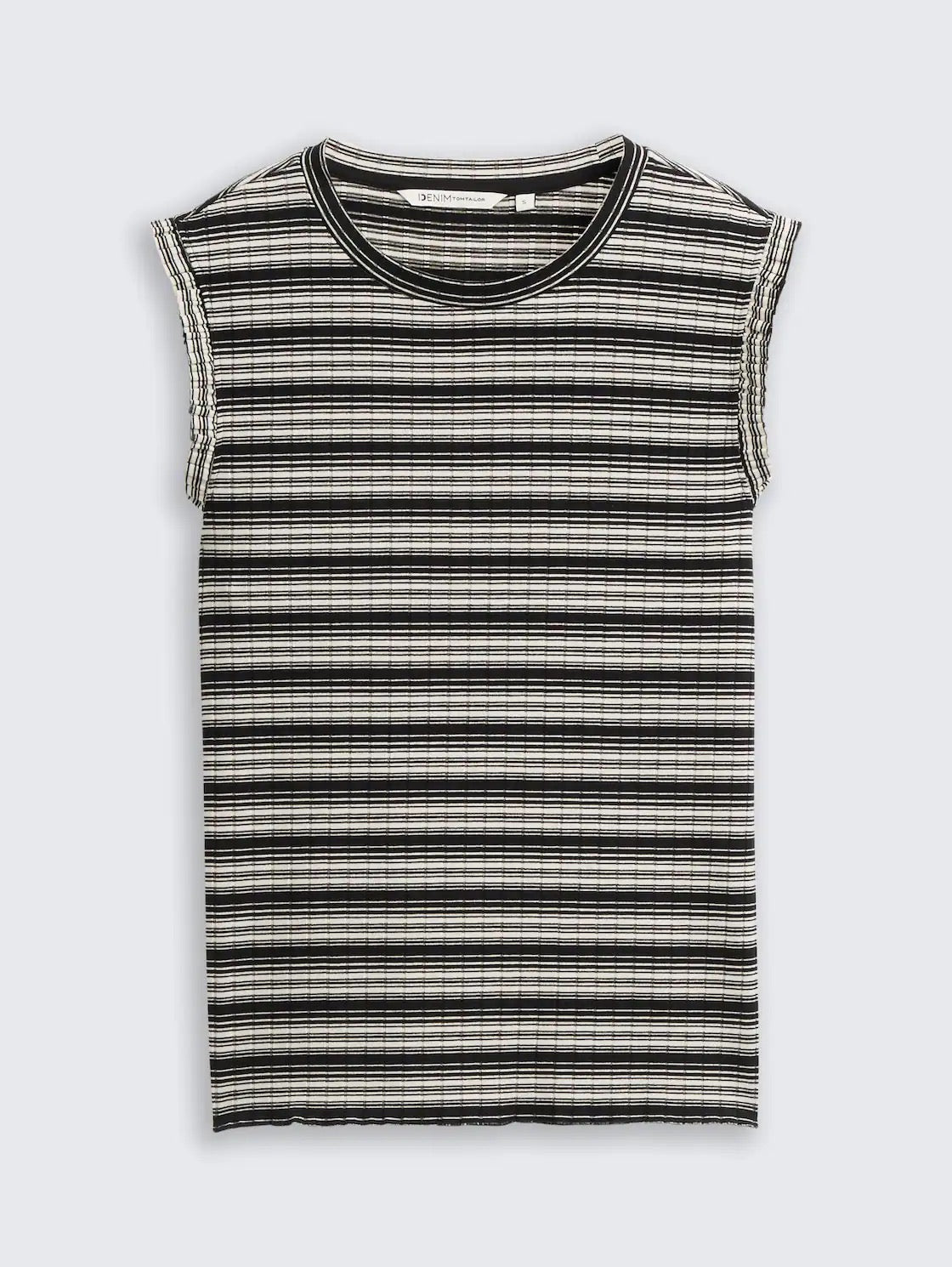 Striped Rib Top - Black/White Gradient