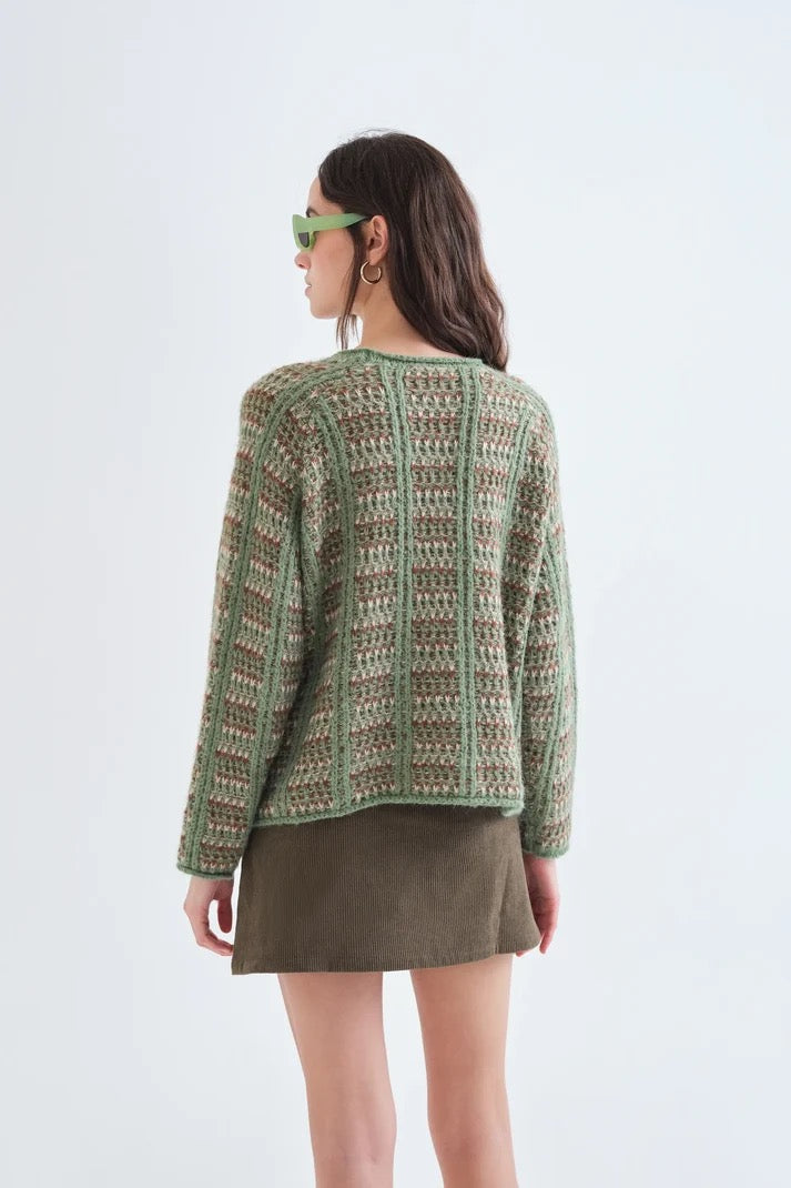 Green Sweater With Embroidered Details